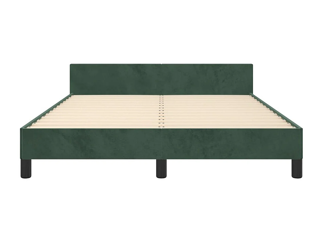 Cadre de lit sans matelas vert foncé 140x190 cm velours
