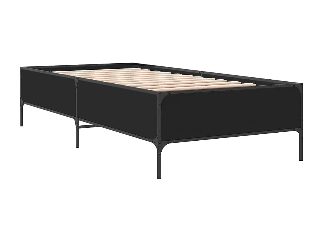 Giroletto Nero 90x190 cm in Legno Multistrato e Metallo