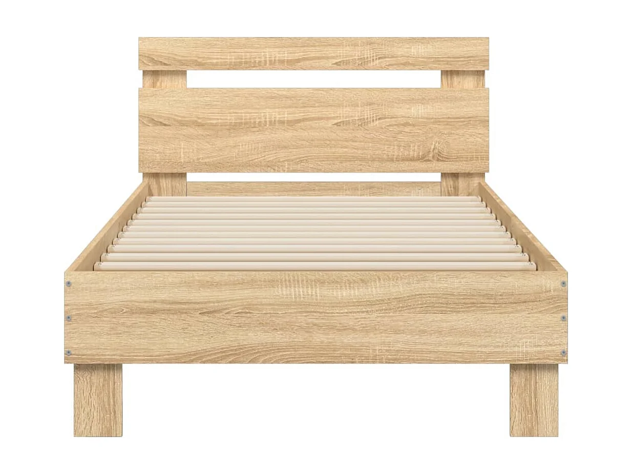 Cama sem colchão com cabeceira 75x190 cm carvalho sonoma