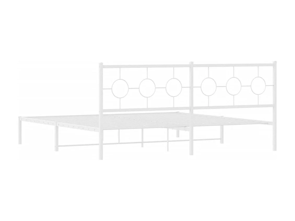 Cadre de lit métal sans matelas et tête de lit blanc 200x200 cm