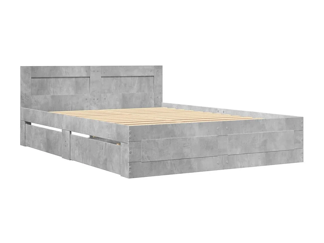 Giroletto Testiera Grigio Cemento 135x190 cm Legno Multistrato