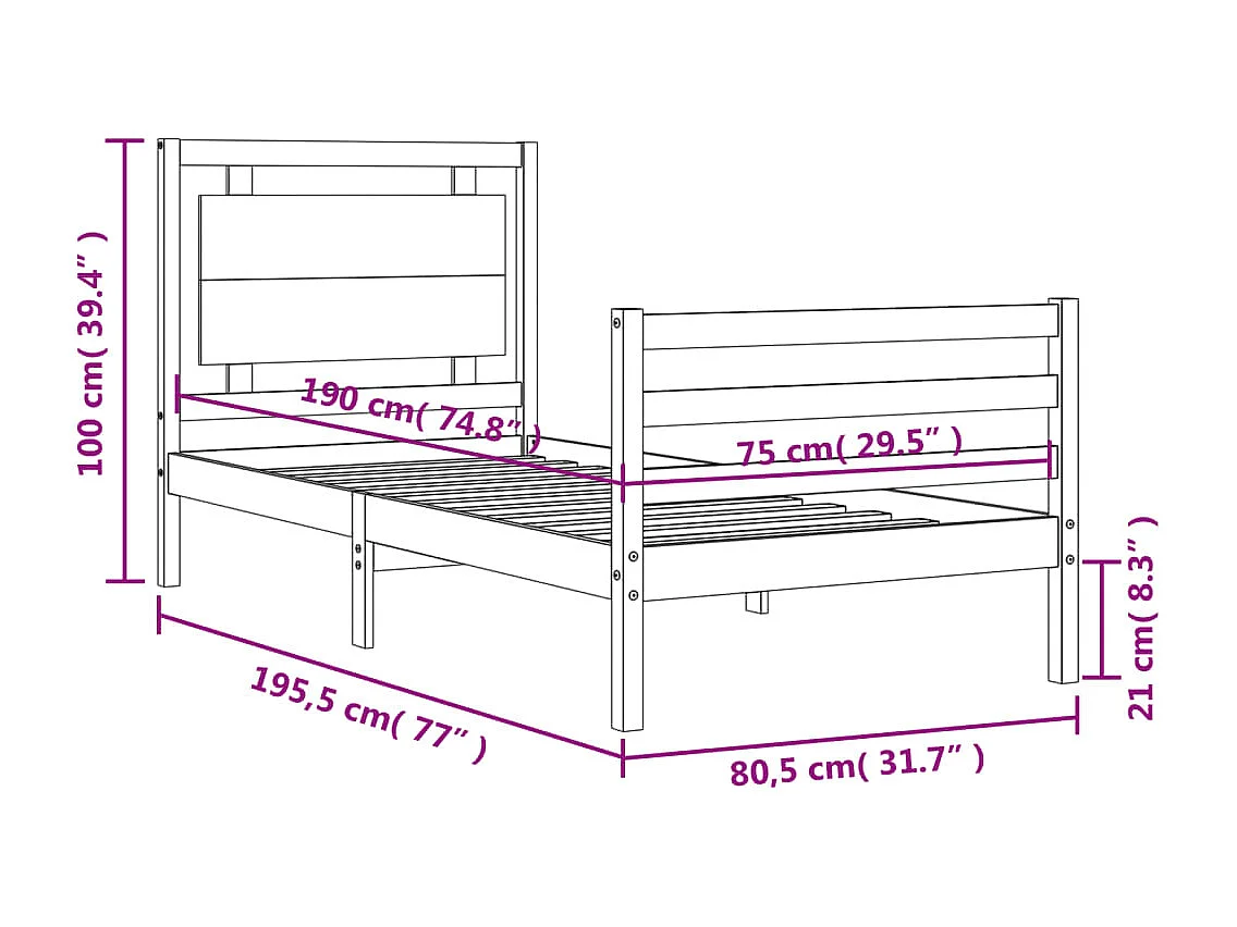 Giroletto con Testiera Bianco Small Single Legno Massello