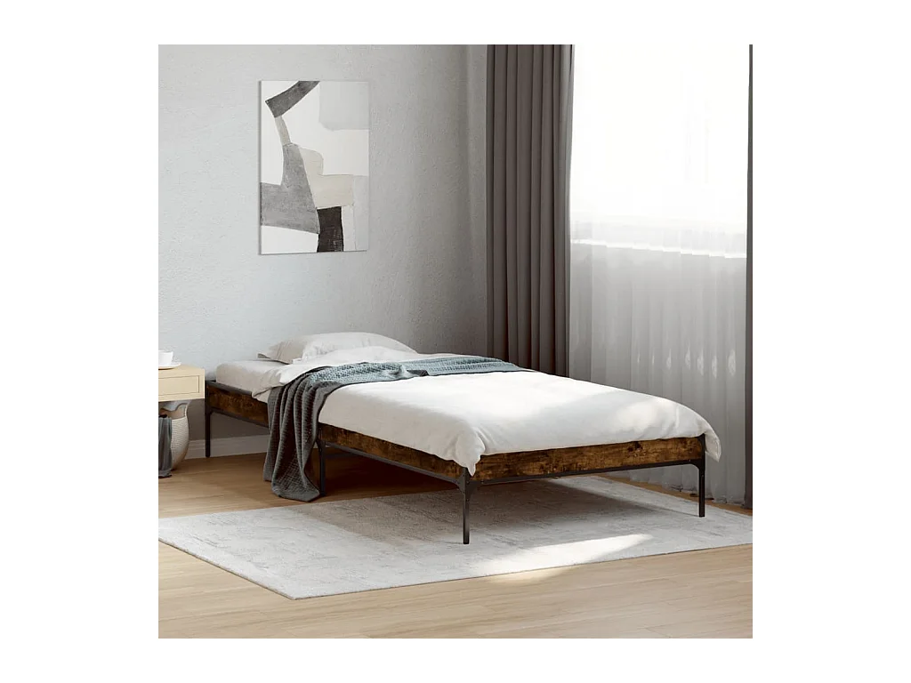 Cadre de lit sans matelas chêne fumé 90x190 cm