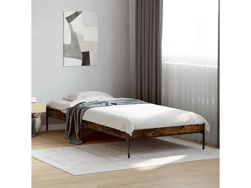 Cadre de lit sans matelas chêne fumé 90x190 cm