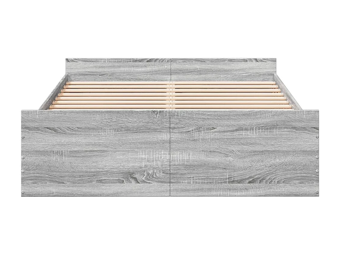 Cadre de lit avec tiroirs sans matelas sonoma gris 135x190 cm