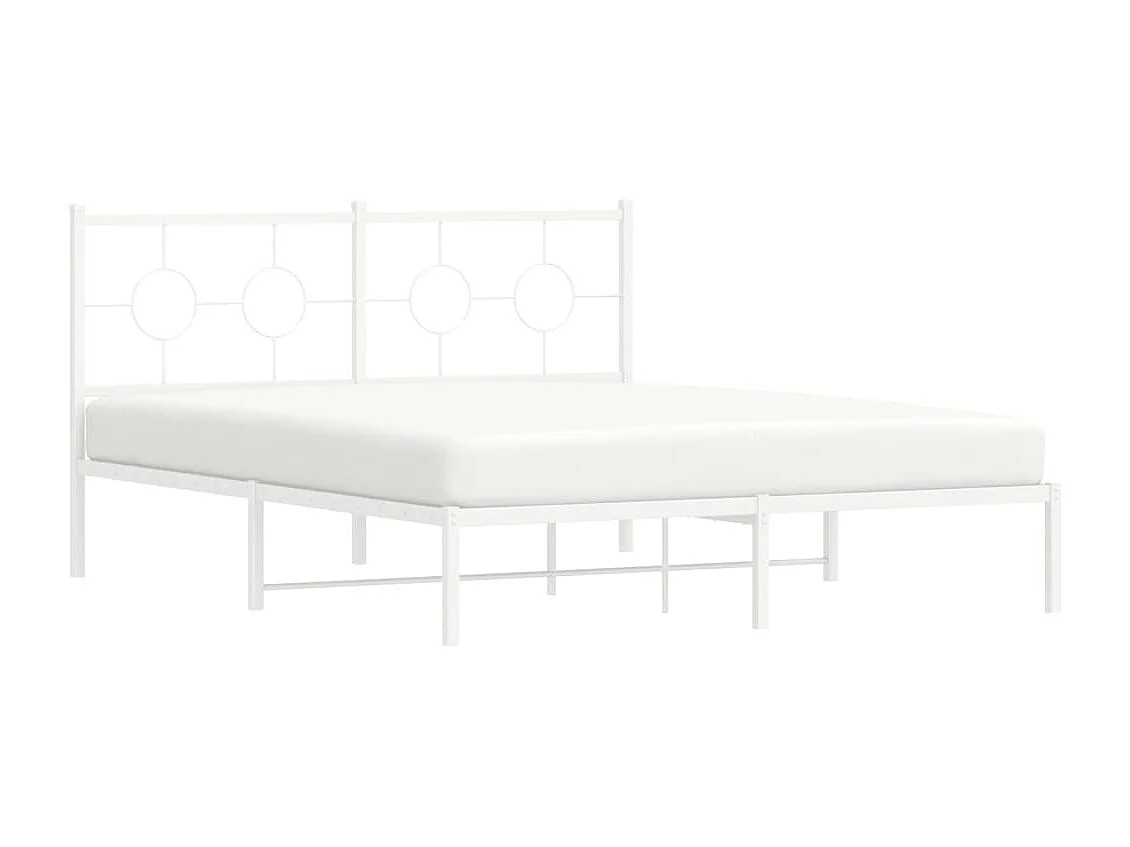 Estrutura de cama com cabeceira 150x200 cm metal branco