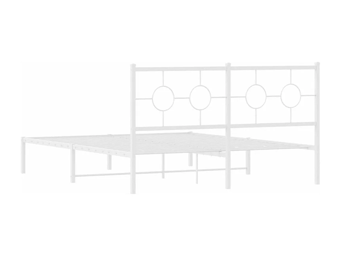 Cadre de lit métal sans matelas et tête de lit blanc 150x200 cm