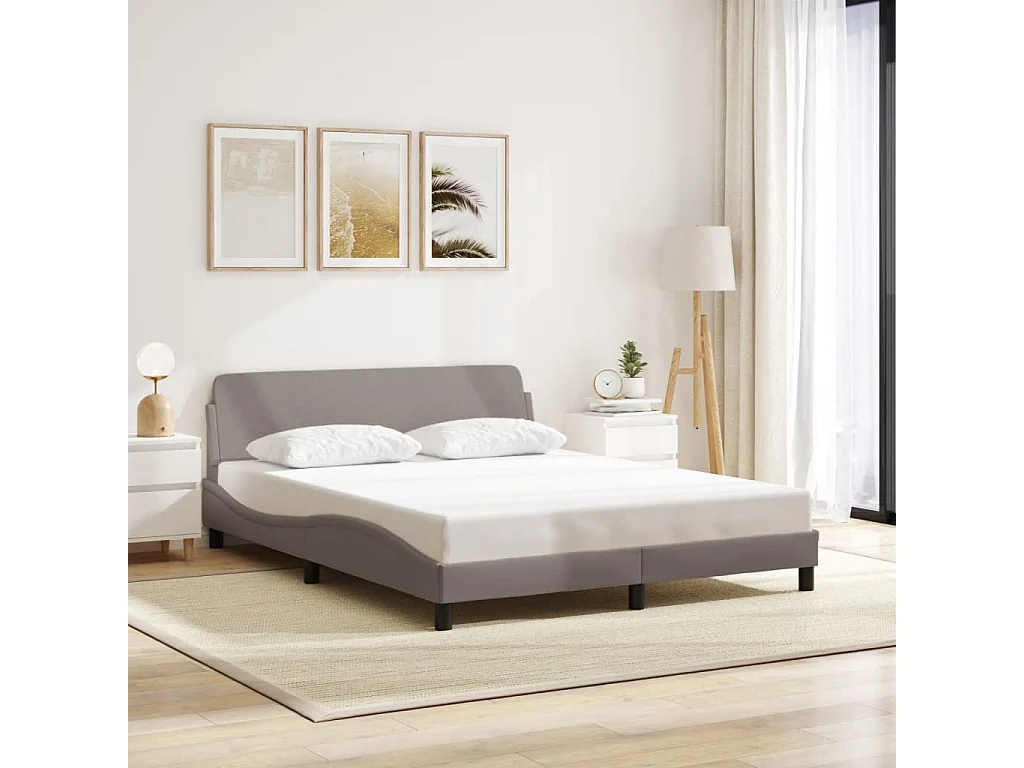 Cadre de lit sans matelas taupe 160x200 cm tissu