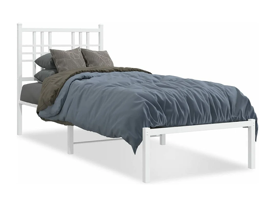 Estrutura de cama com cabeceira 80x200 cm metal branco
