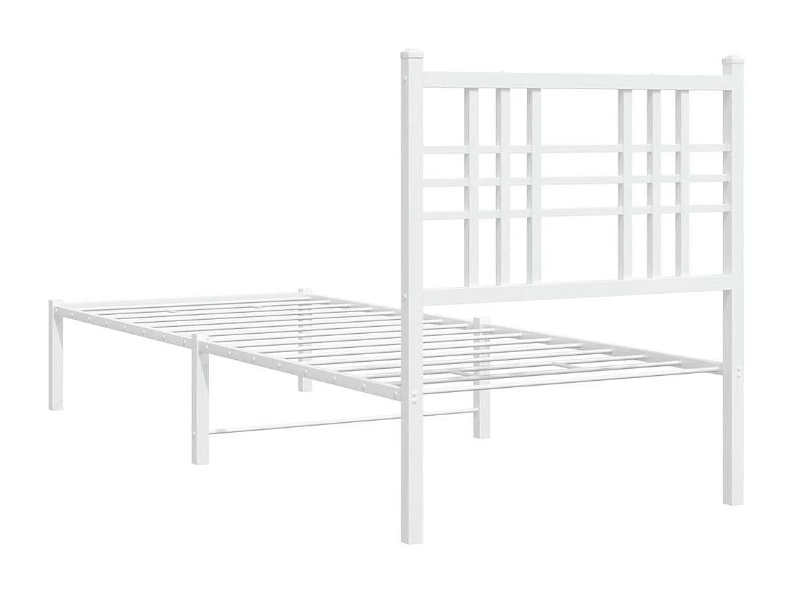Cadre de lit métal sans matelas avec tête de lit blanc 80x200cm