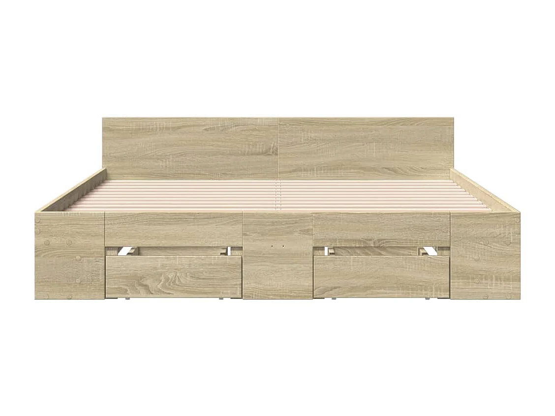 Cadre de lit avec tiroirs sans matelas chêne sonoma 120x190 cm