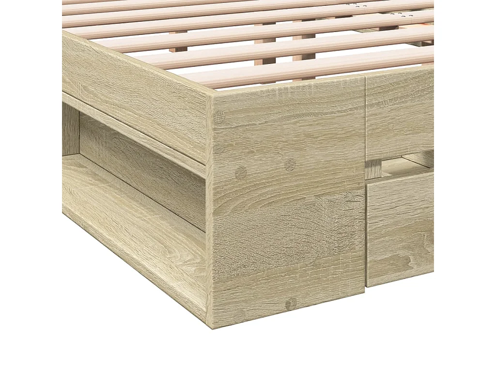 Cadre de lit avec tiroirs sans matelas chêne sonoma 120x190 cm