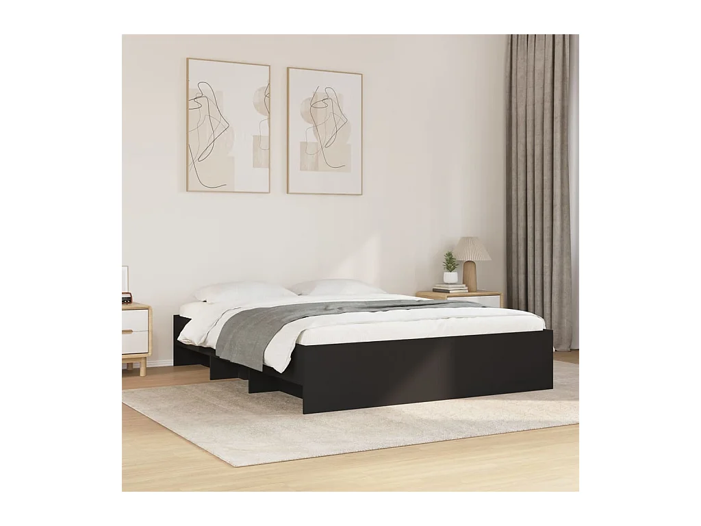 Bettgestell Schwarz 160x200 cm Holzwerkstoff
