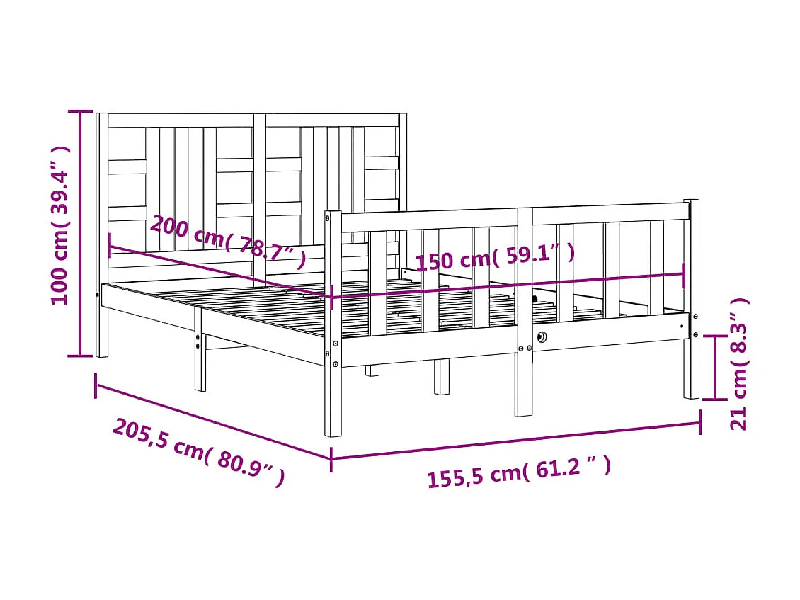 Giroletto con Testiera Bianco King Size in Legno Massello
