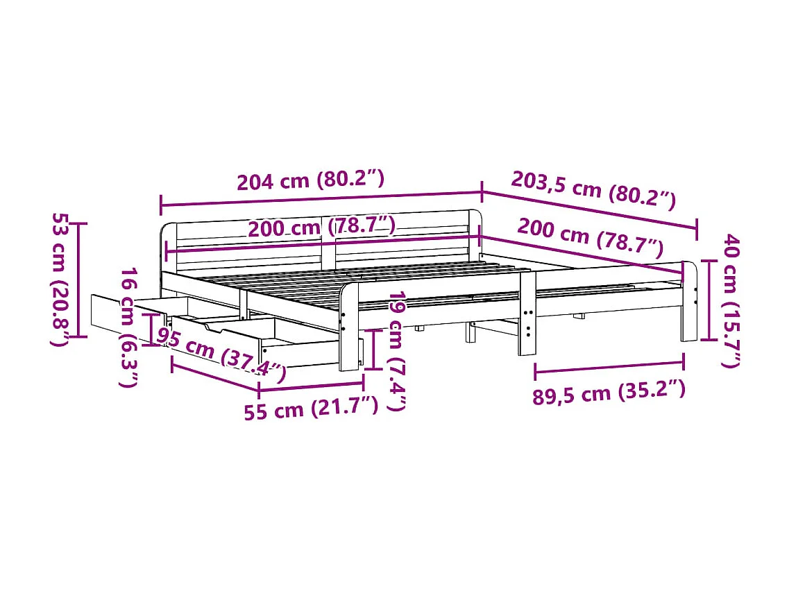 Bedframe bewerkt hout grijs sonoma eikenkleurig 180x200 cm