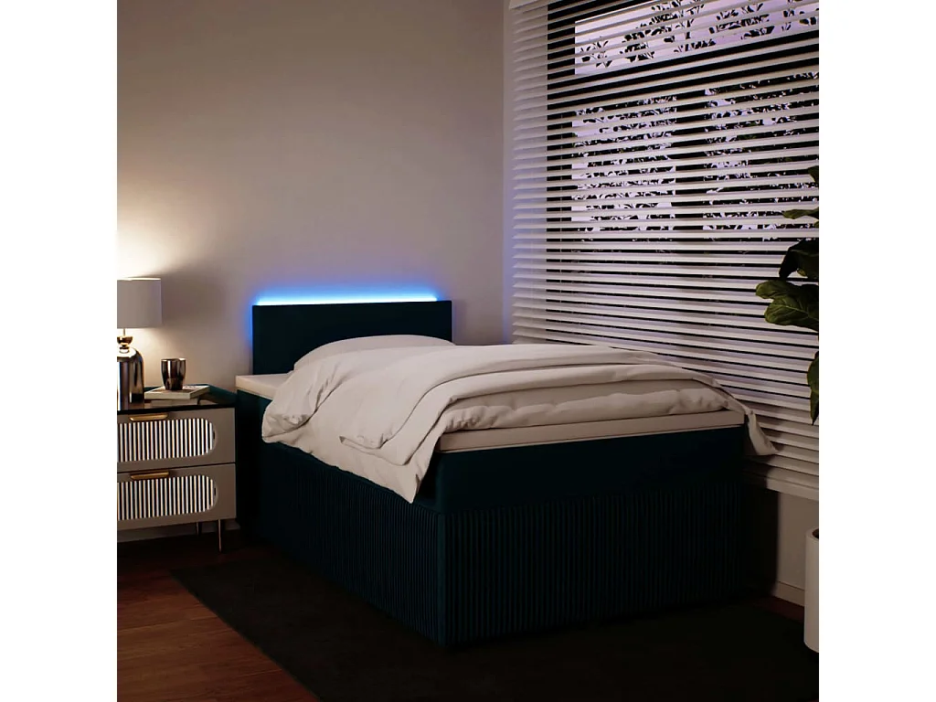 Giroletto a Molle con Materasso Blu 120x200 cm in Velluto