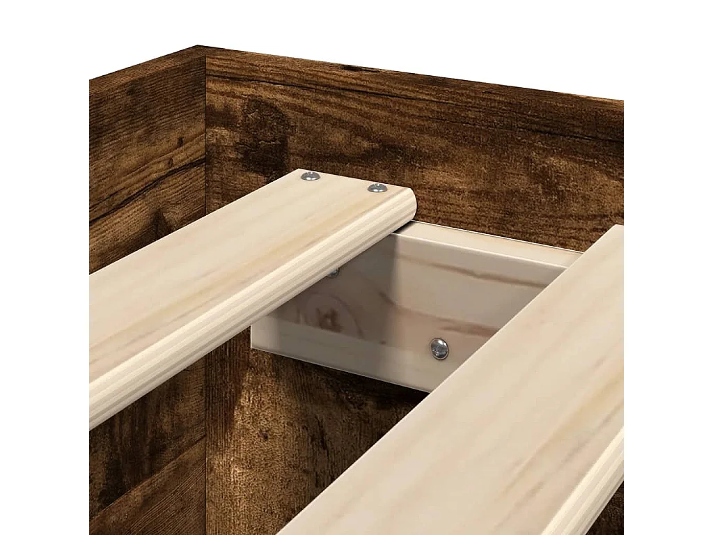 Cadre de lit sans matelas chêne fumé 75x190cm bois d'ingénierie