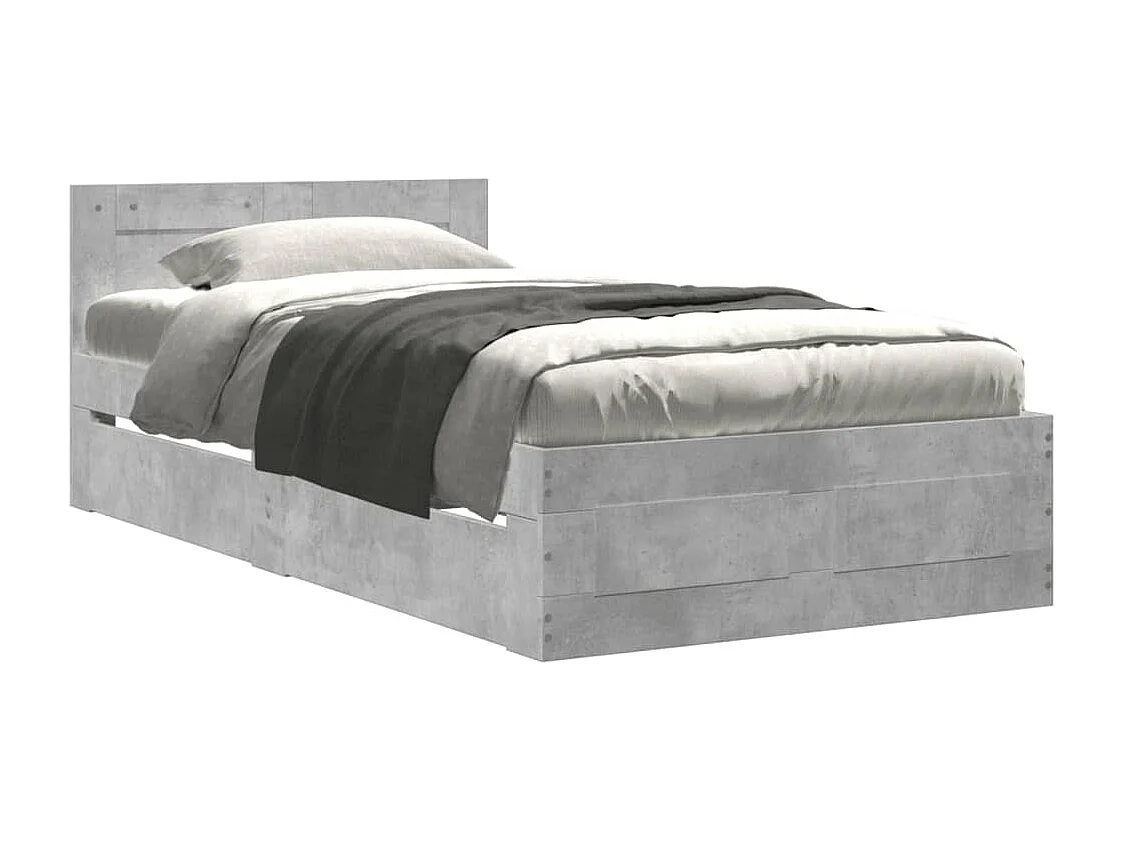 Giroletto Testiera Grigio Cemento 90x200 cm Legno Multistrato