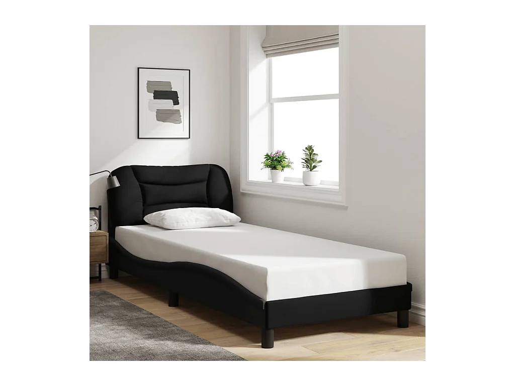 Cadre de lit sans matelas noir 90x200 cm tissu