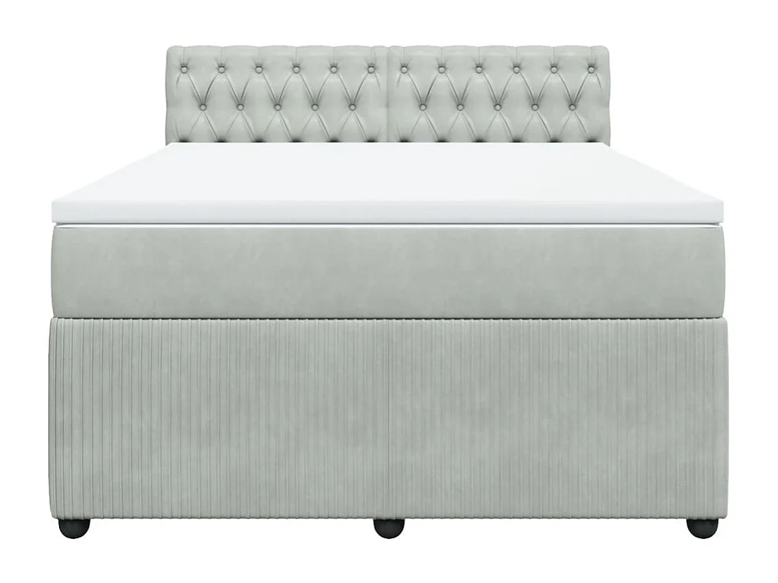 Sommier à lattes de lit et matelas Gris clair 160x200cm Velours