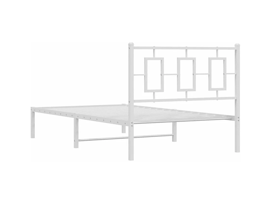 Cadre de lit métal sans matelas et tête de lit blanc 100x200 cm
