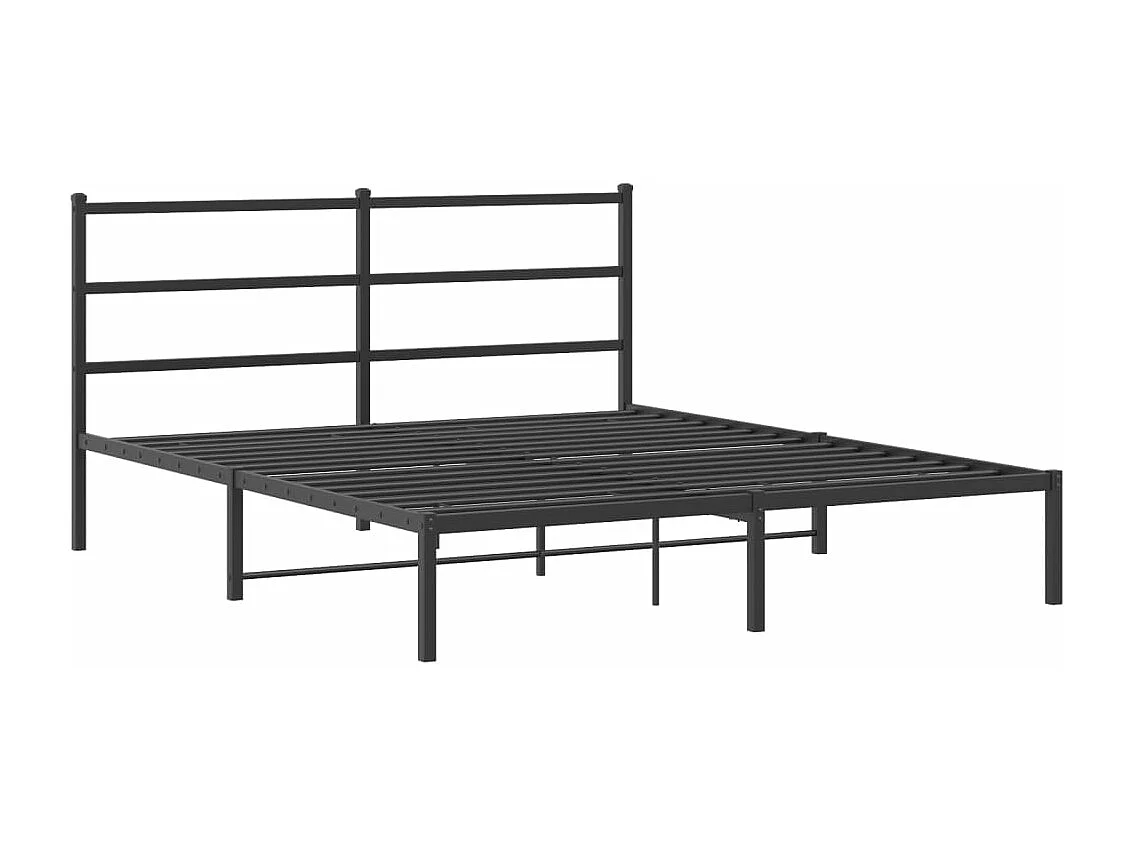Bettgestell mit Kopfteil Metall Schwarz 150x200 cm