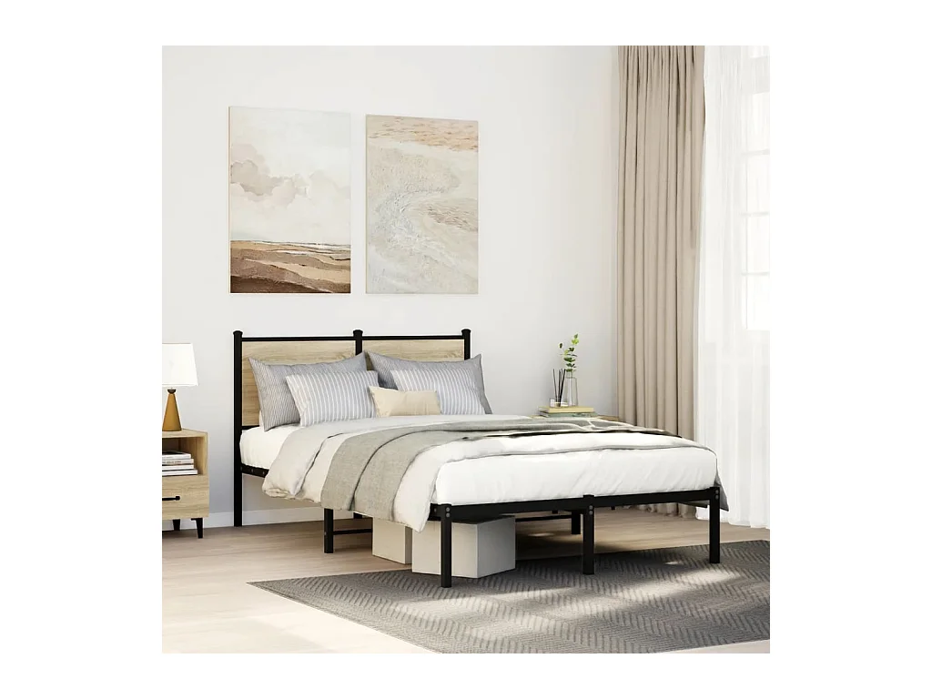 Cadre de lit en métal sans matelas chêne sonoma 120x200 cm