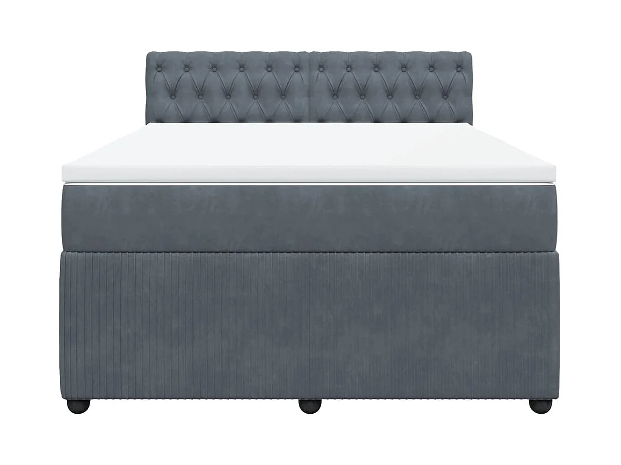 Sommier à lattes de lit et matelas Gris foncé 140x190cm Velours