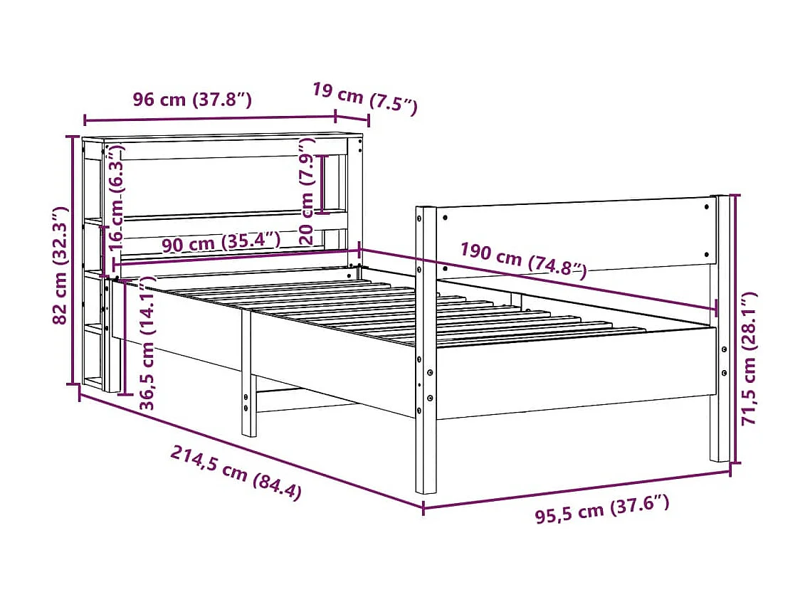 Massivholzbett ohne Matratze Weiß 140x200 cm Kiefernholz