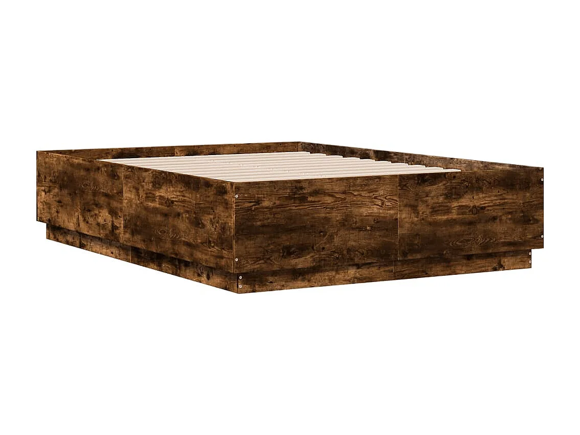 Estructura de cama madera de ingeniería roble ahumado 135x190cm