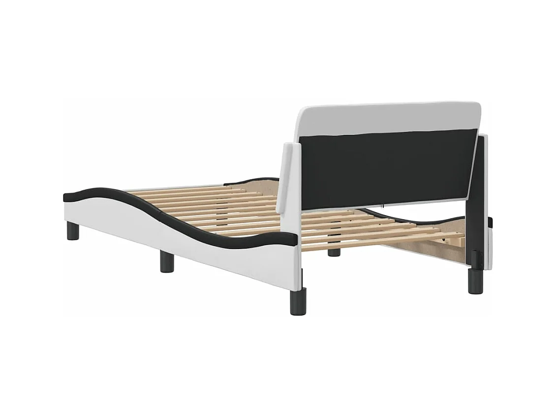 Cadre de lit sans matelas blanc et noir 90x190 cm similicuir
