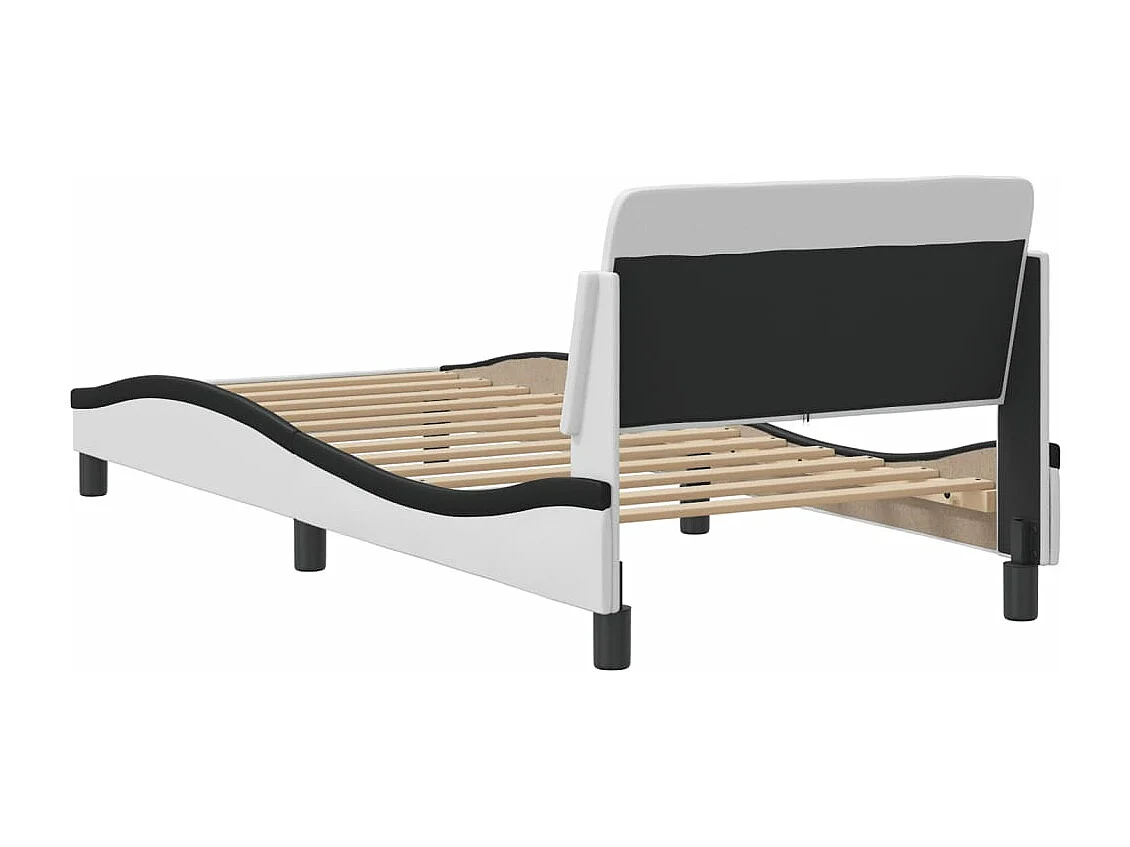 Cadre de lit sans matelas blanc et noir 90x190 cm similicuir