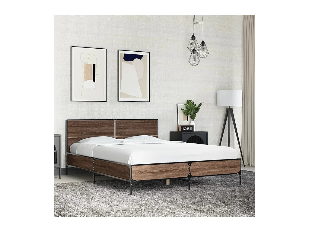 Cadre de lit sans matelas chêne marron 140x200 cm