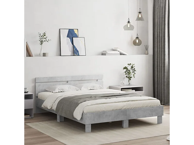 Cadre de lit sans matelas gris béton 150x200 cm