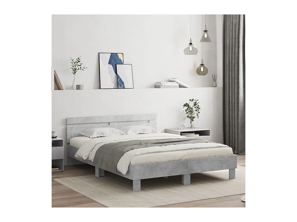 Cadre de lit sans matelas gris béton 150x200 cm