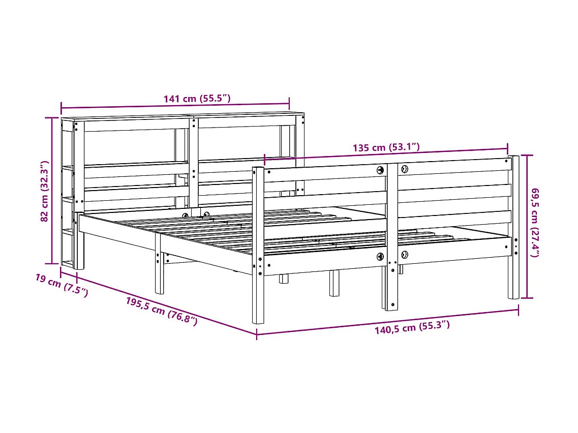 Bedframe met hoofdbord kunstleer wit 100x200 cm