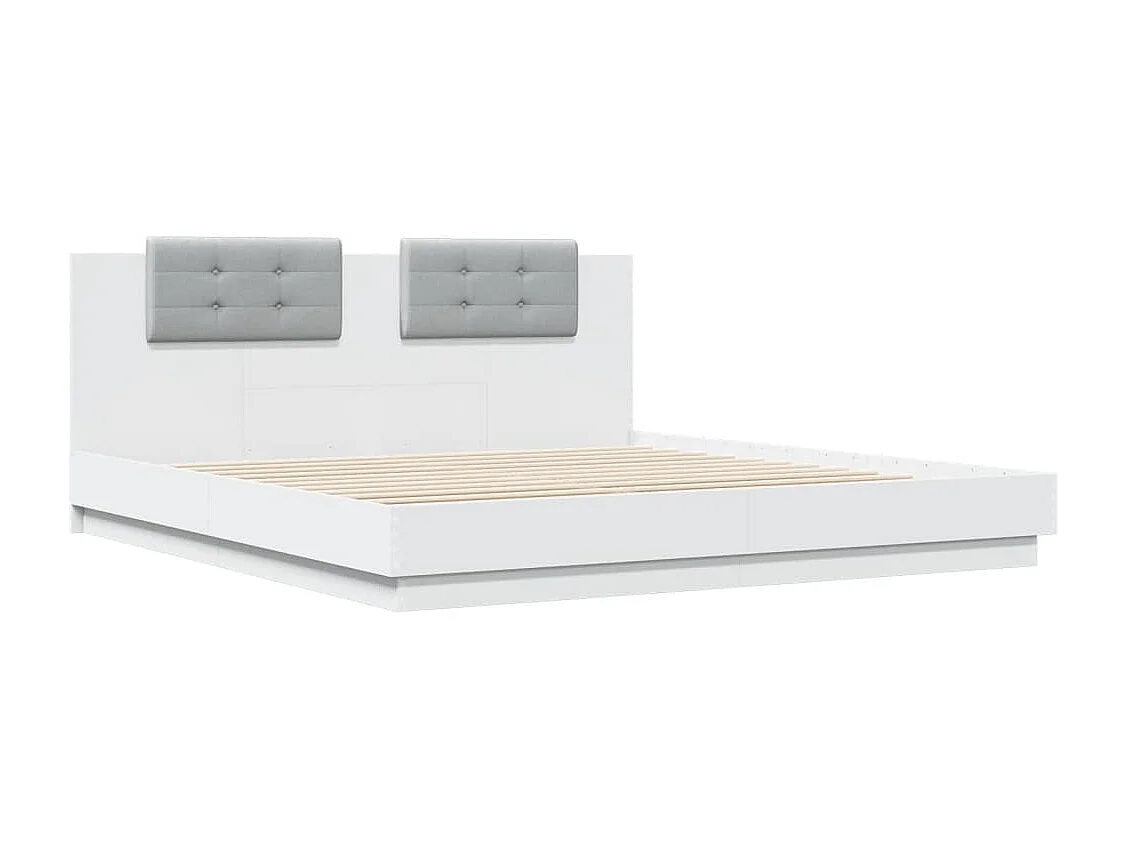 Giroletto con Testiera Bianco 180x200 cm in Legno Multistrato