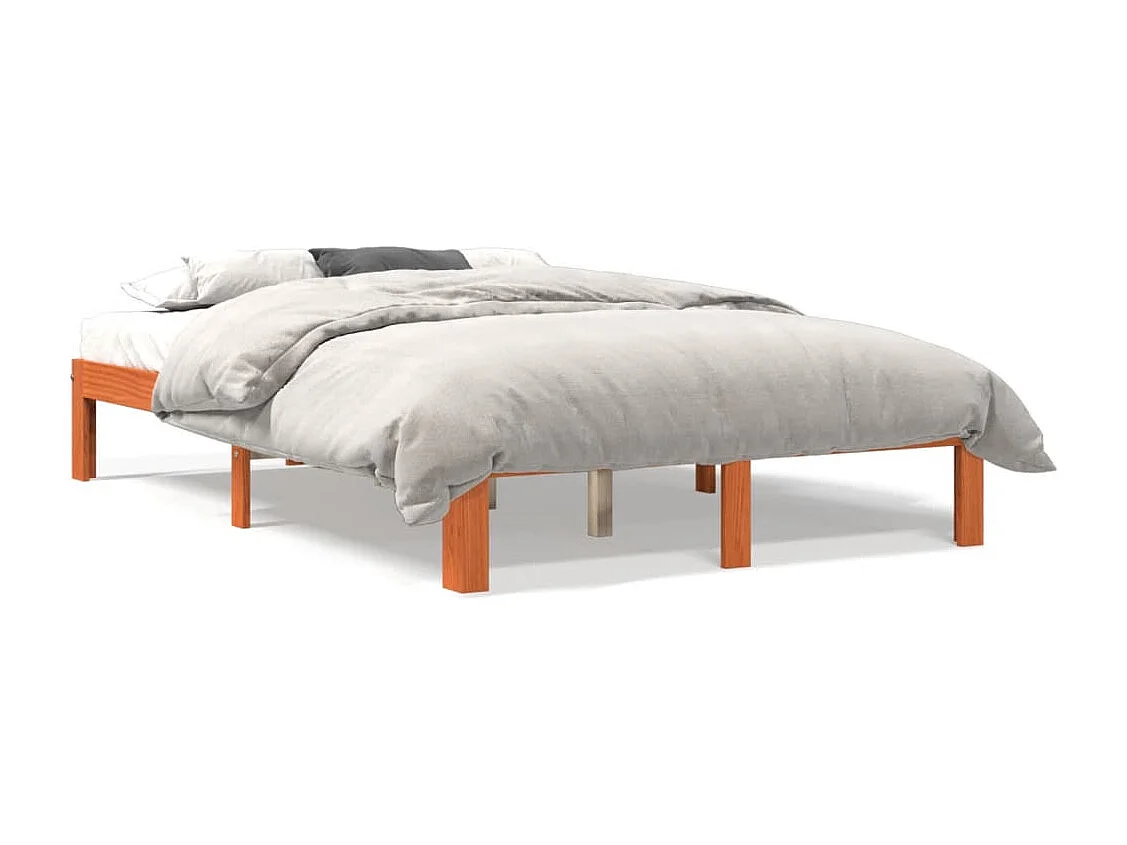 Cadre de lit sans matelas cire marron 120x200cm bois pin massif