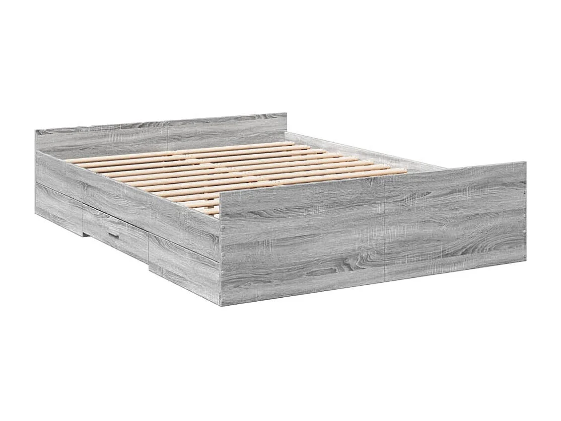 Cadre de lit avec tiroirs sans matelas sonoma gris 140x190 cm