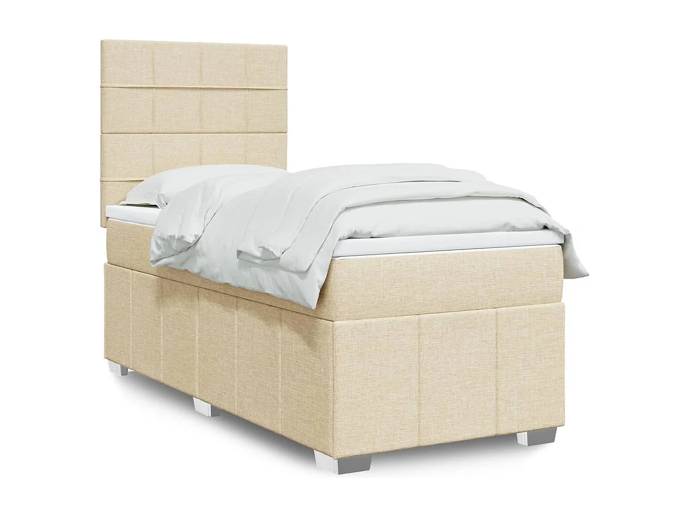 Sommier à lattes de lit et matelas Crème 90x190 cm Tissu