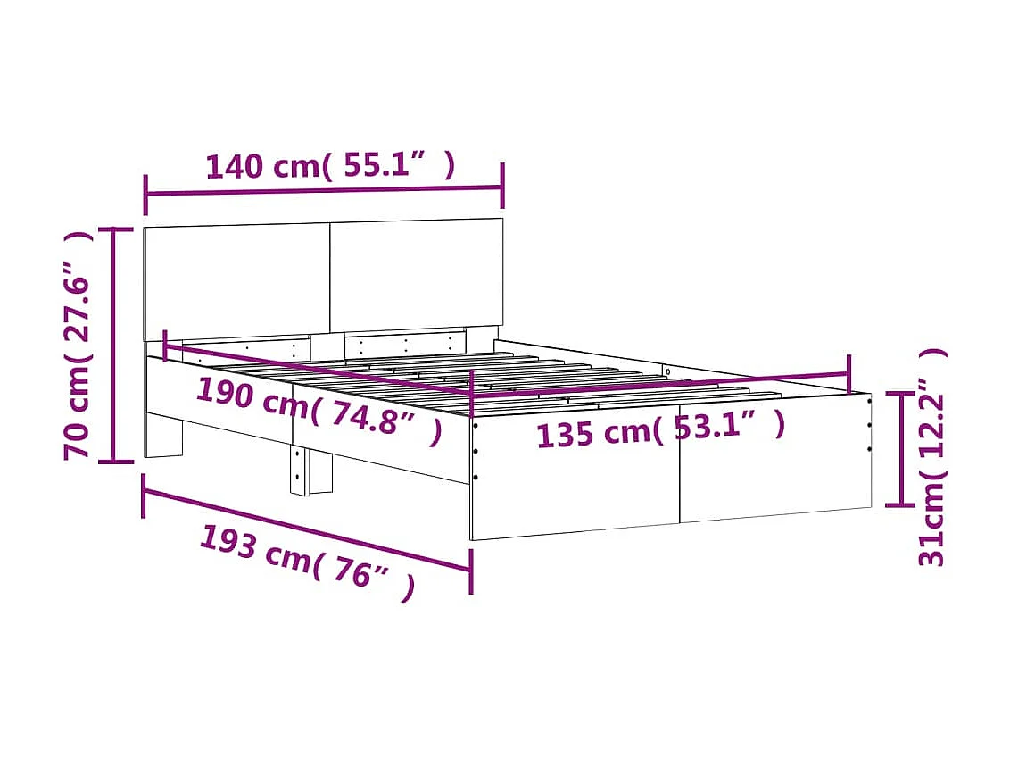 Cadre de lit sans matelas 120x200 cm bois de pin massif