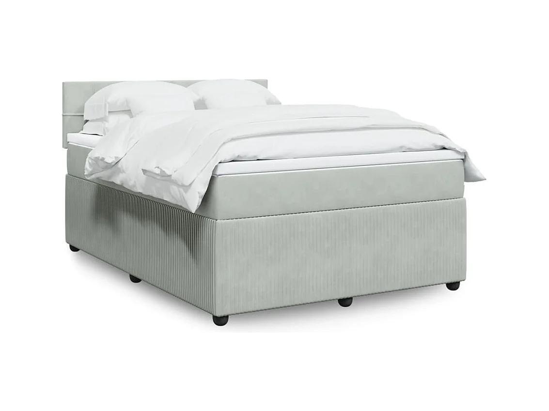 Sommier à lattes de lit et matelas Gris clair 140x190cm Velours