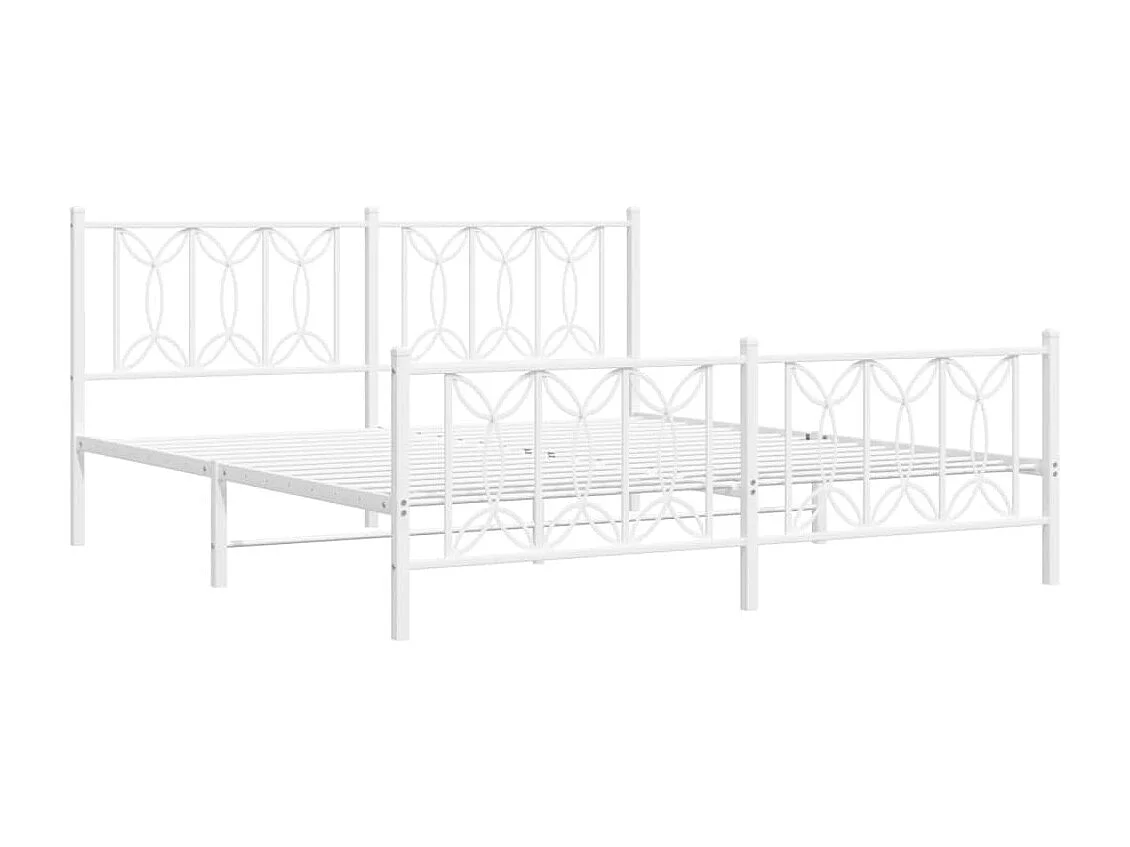 Estrutura de cama com cabeceira e pés 180x200 cm metal branco