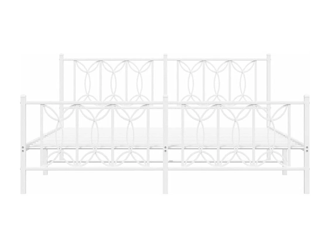 Estrutura de cama com cabeceira e pés 180x200 cm metal branco