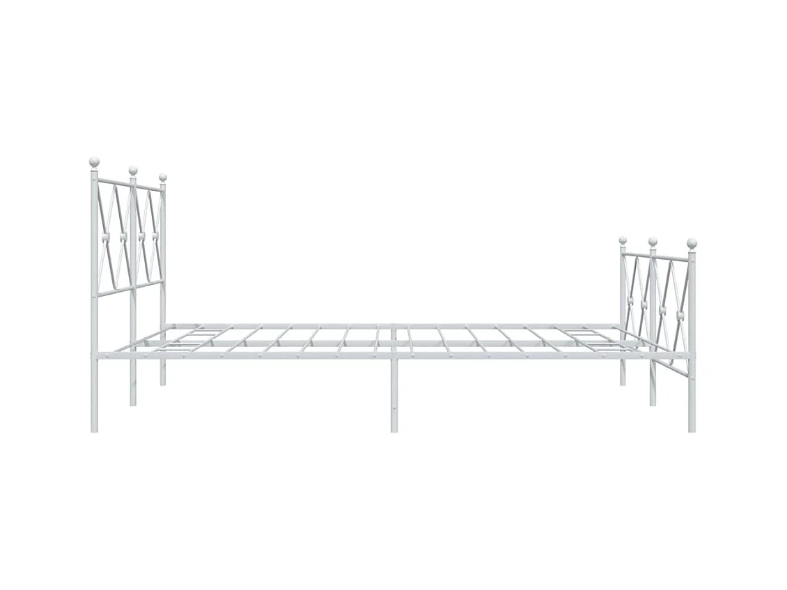 Bettgestell mit Kopf- und Fußteil Metall Weiß 150x200 cm
