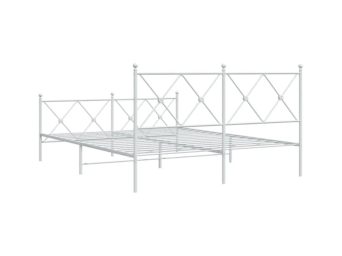 Bettgestell mit Kopf- und Fußteil Metall Weiß 150x200 cm