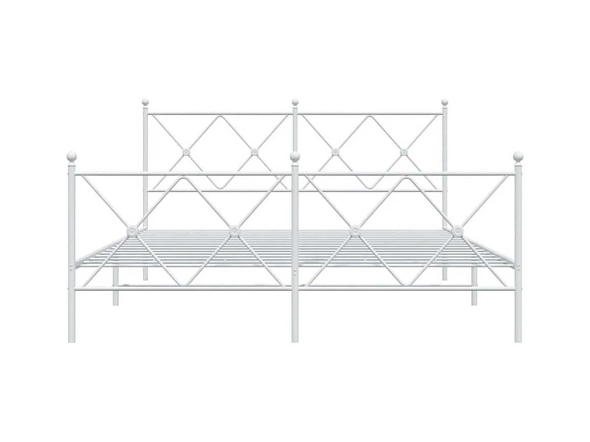 Bettgestell mit Kopf- und Fußteil Metall Weiß 150x200 cm