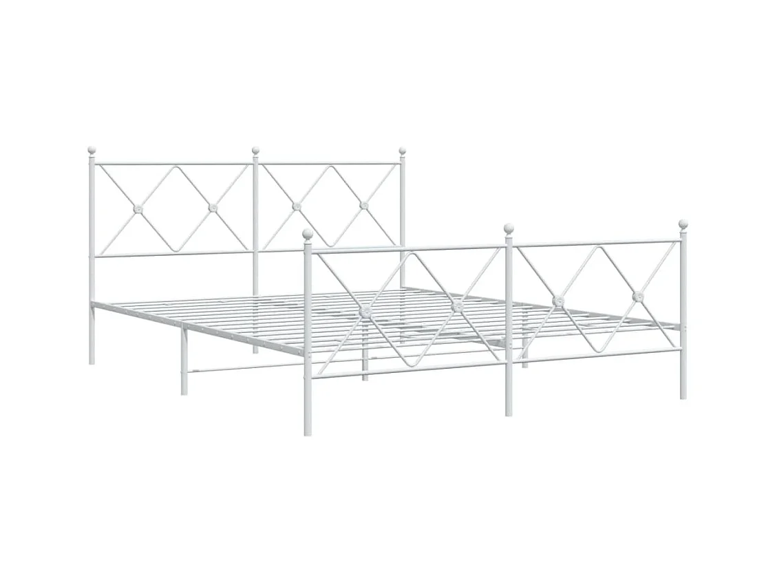Bettgestell mit Kopf- und Fußteil Metall Weiß 150x200 cm
