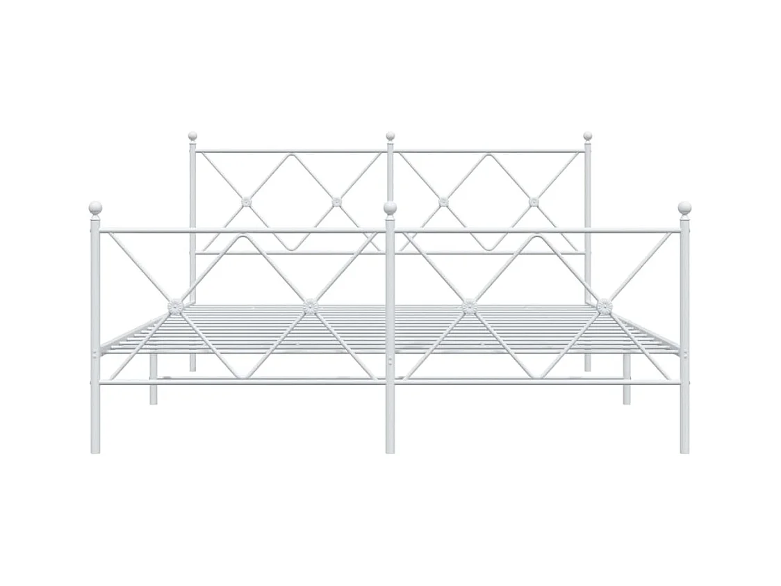 Bettgestell mit Kopf- und Fußteil Metall Weiß 150x200 cm