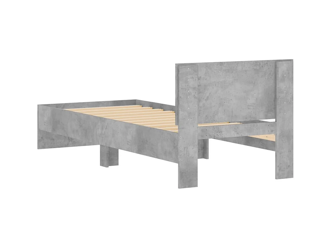 Cadre de lit sans matelas avec tête de lit gris béton 90x190 cm